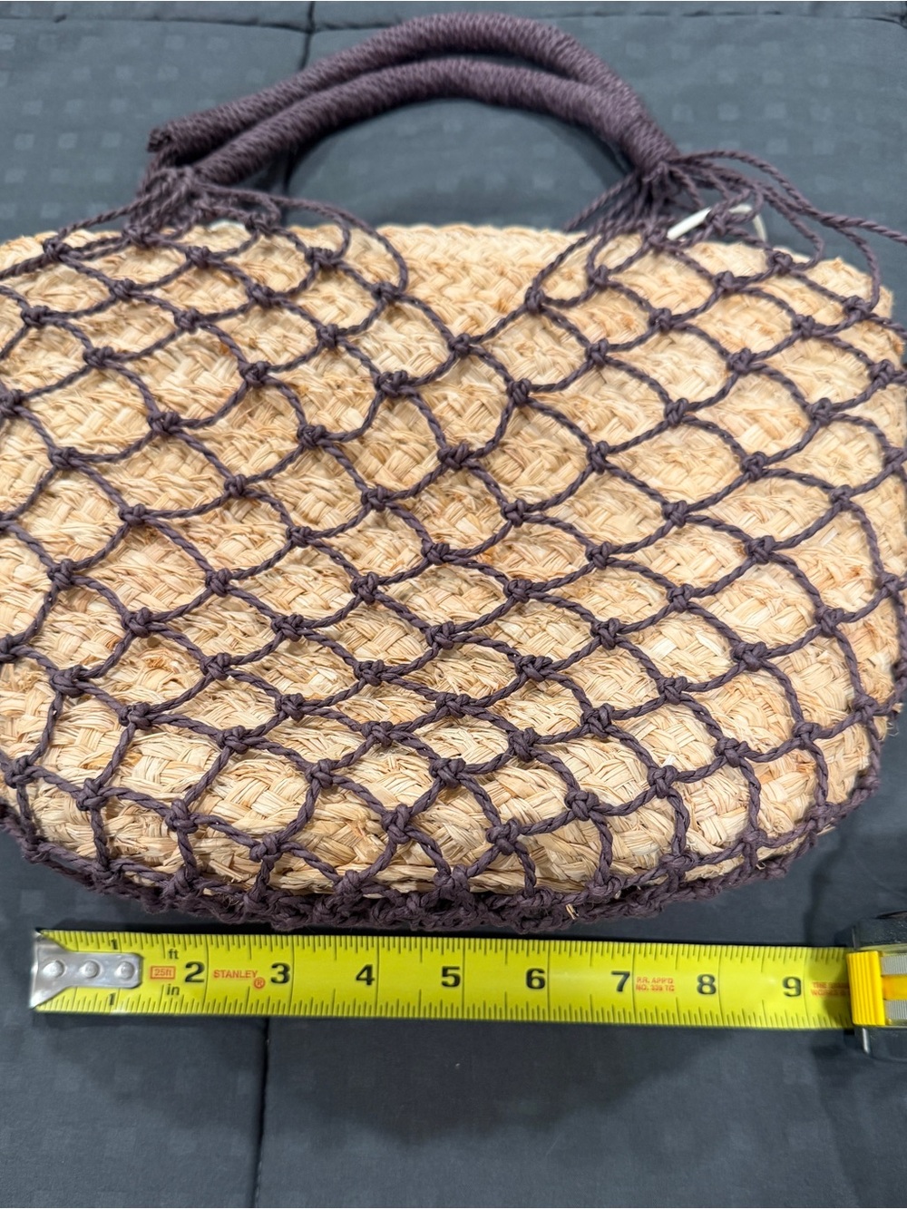 J. Crew Tan Straw Tote with Dark Brown Macramé Overlay - Picture 10 of 12